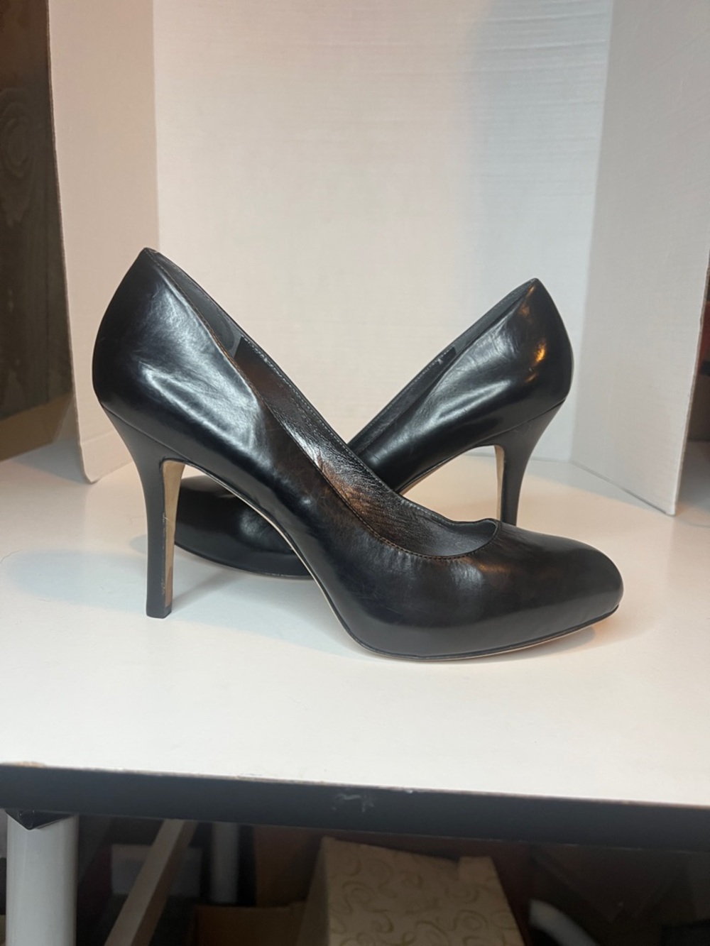 Via Spiga Black Leather Pointed-Toe Pumps sz 10